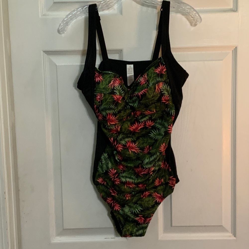 Dorina Black and Tropical Print Swimsuit